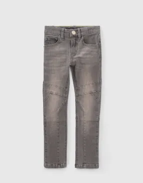 Jean skinny gris découpes genoux garçon