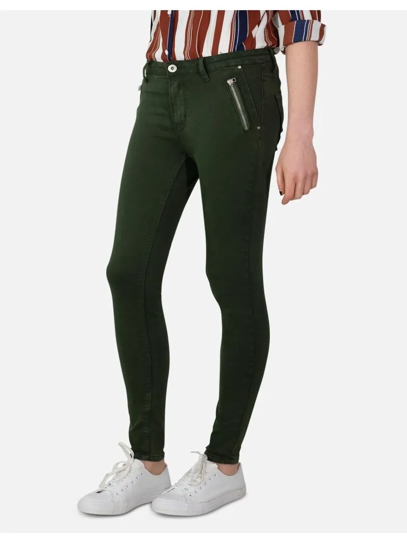 Jean slim taille haute Kebello - Vert