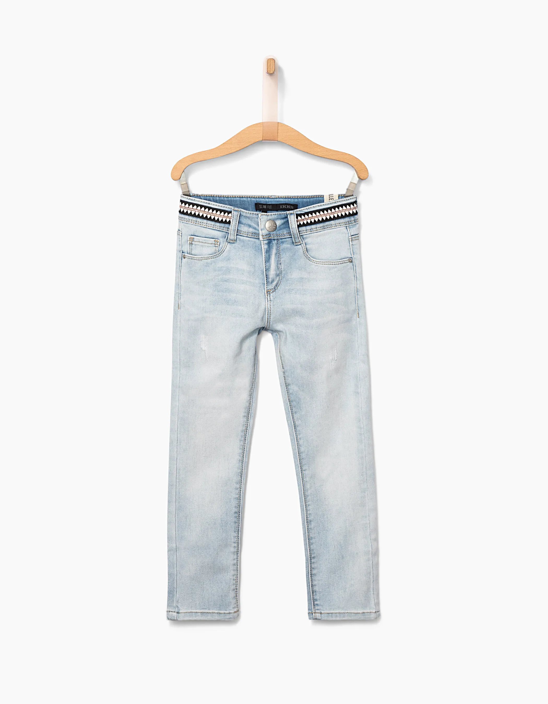 Jean slim white blue 7/8ème galon ceinture fille