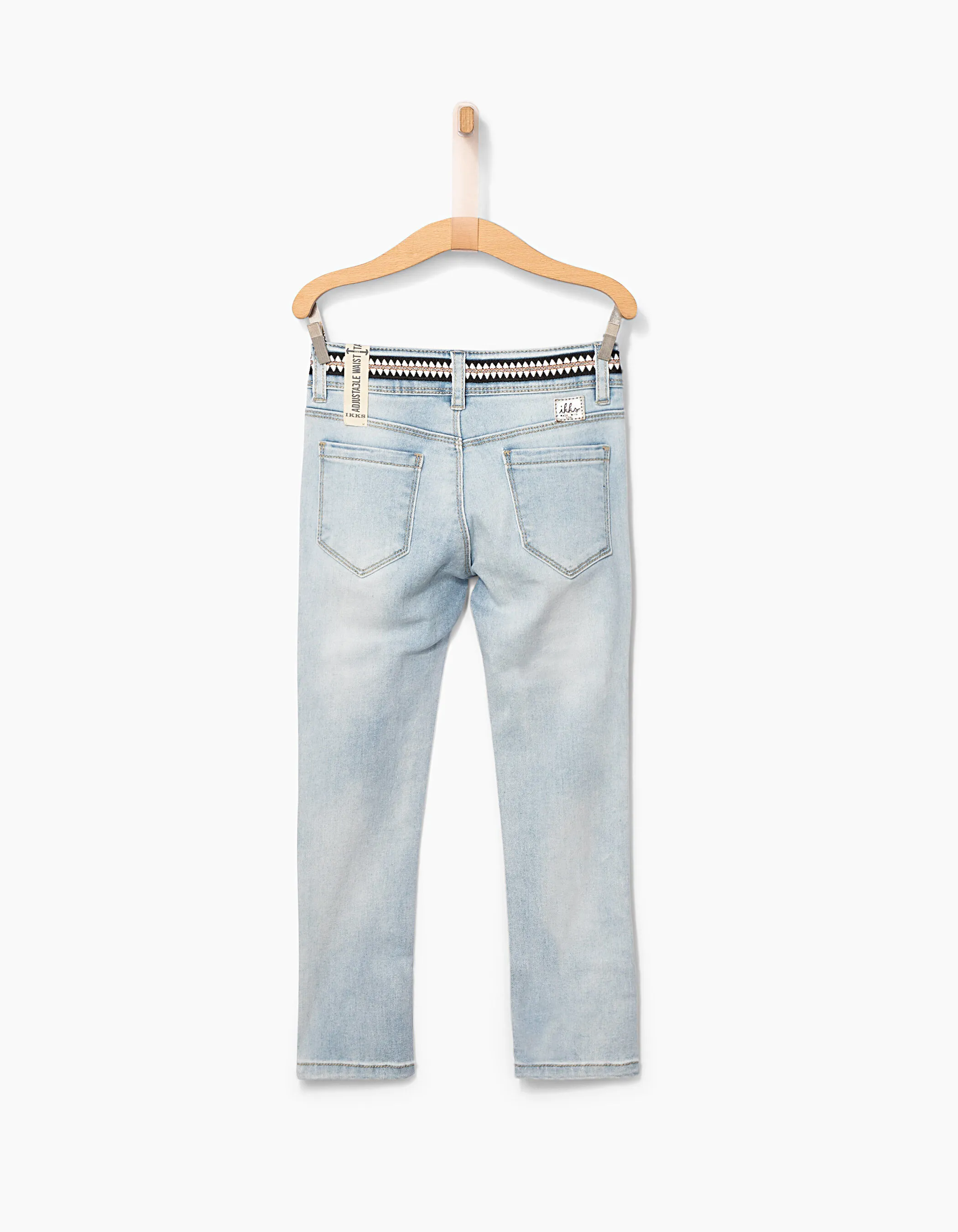 Jean slim white blue 7/8ème galon ceinture fille