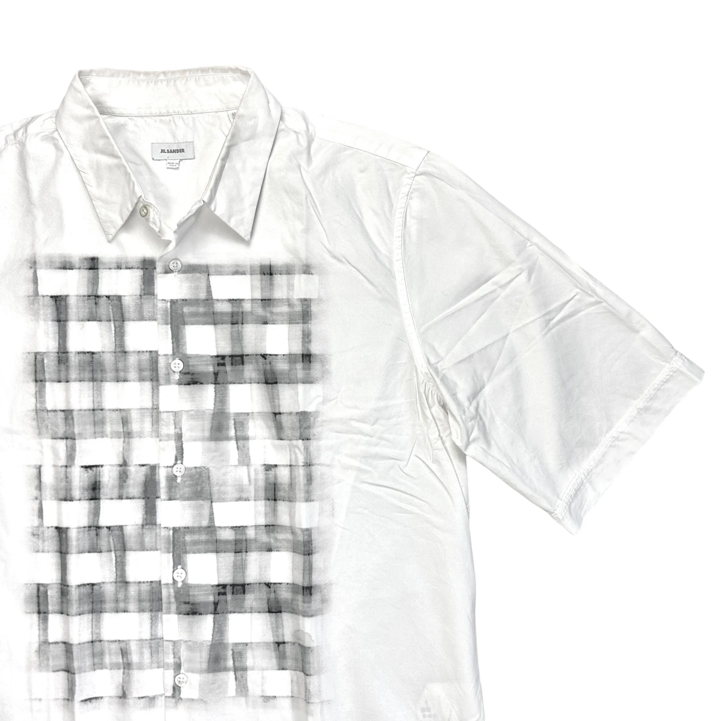 Jil Sander Blurred Grid Print Short Sleeve Shirt - SS07