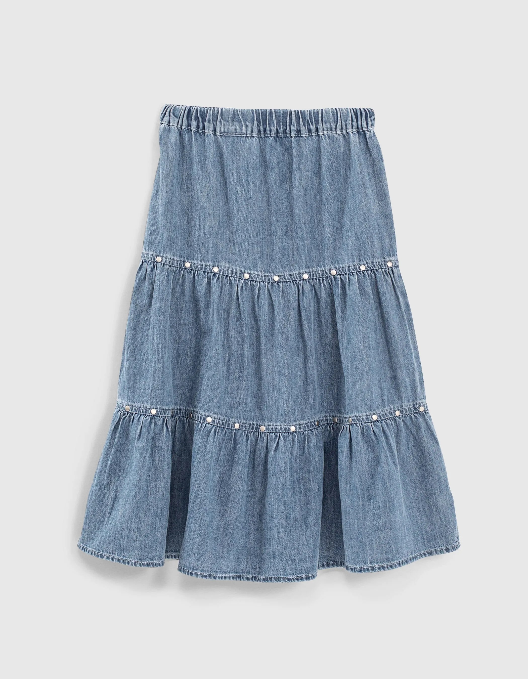 Jupe longue en jean light blue fille