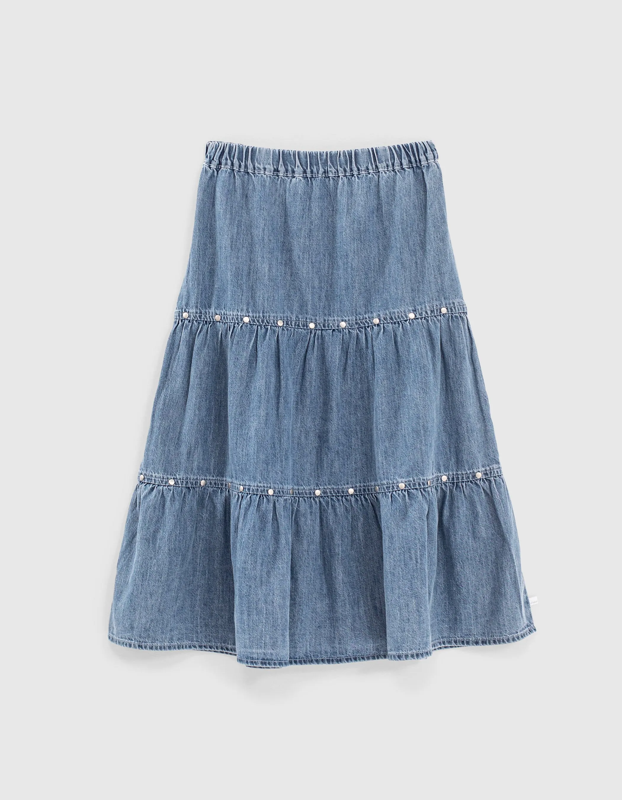 Jupe longue en jean light blue fille