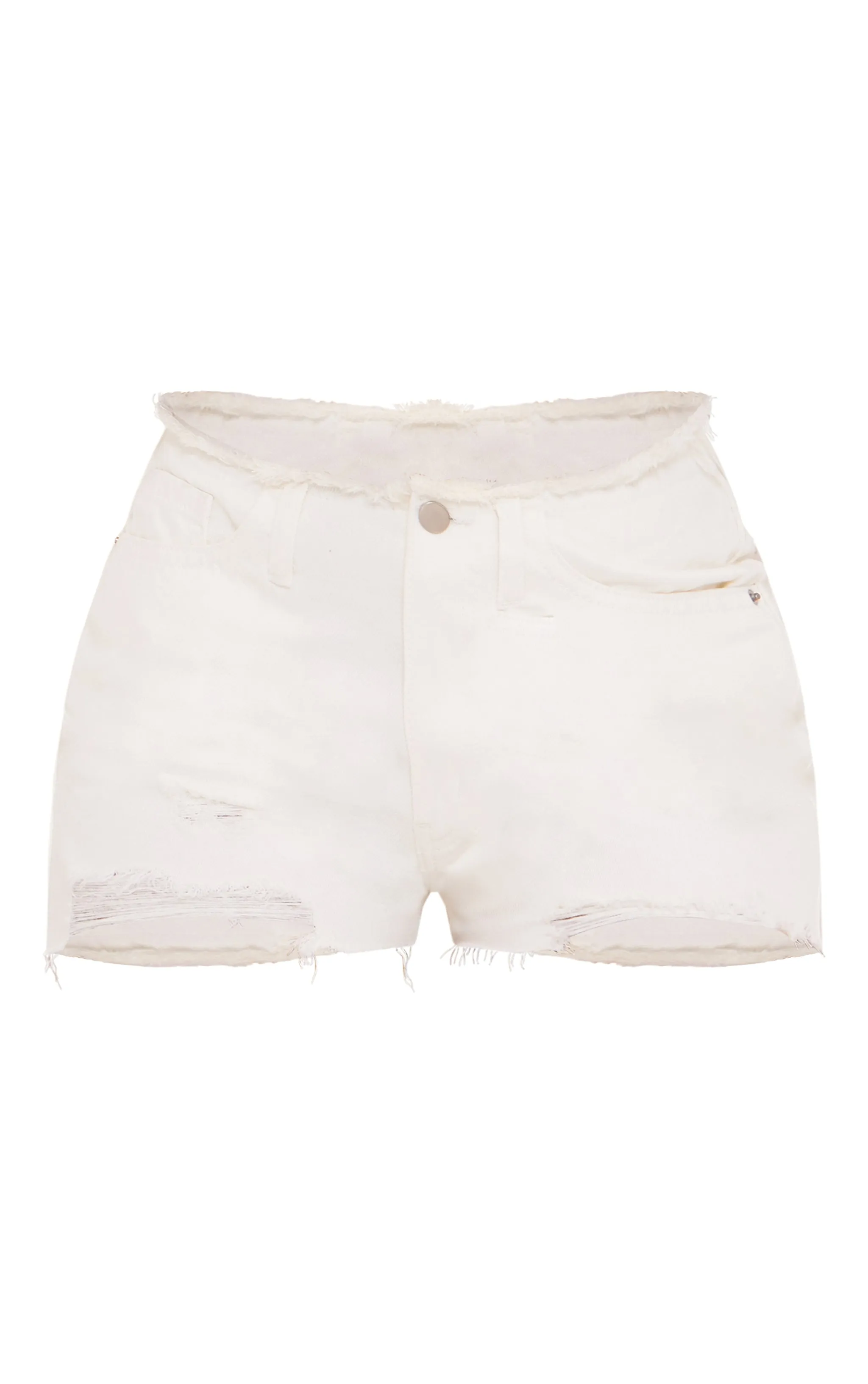 Mini-short en jean blanc à ourlet élimé