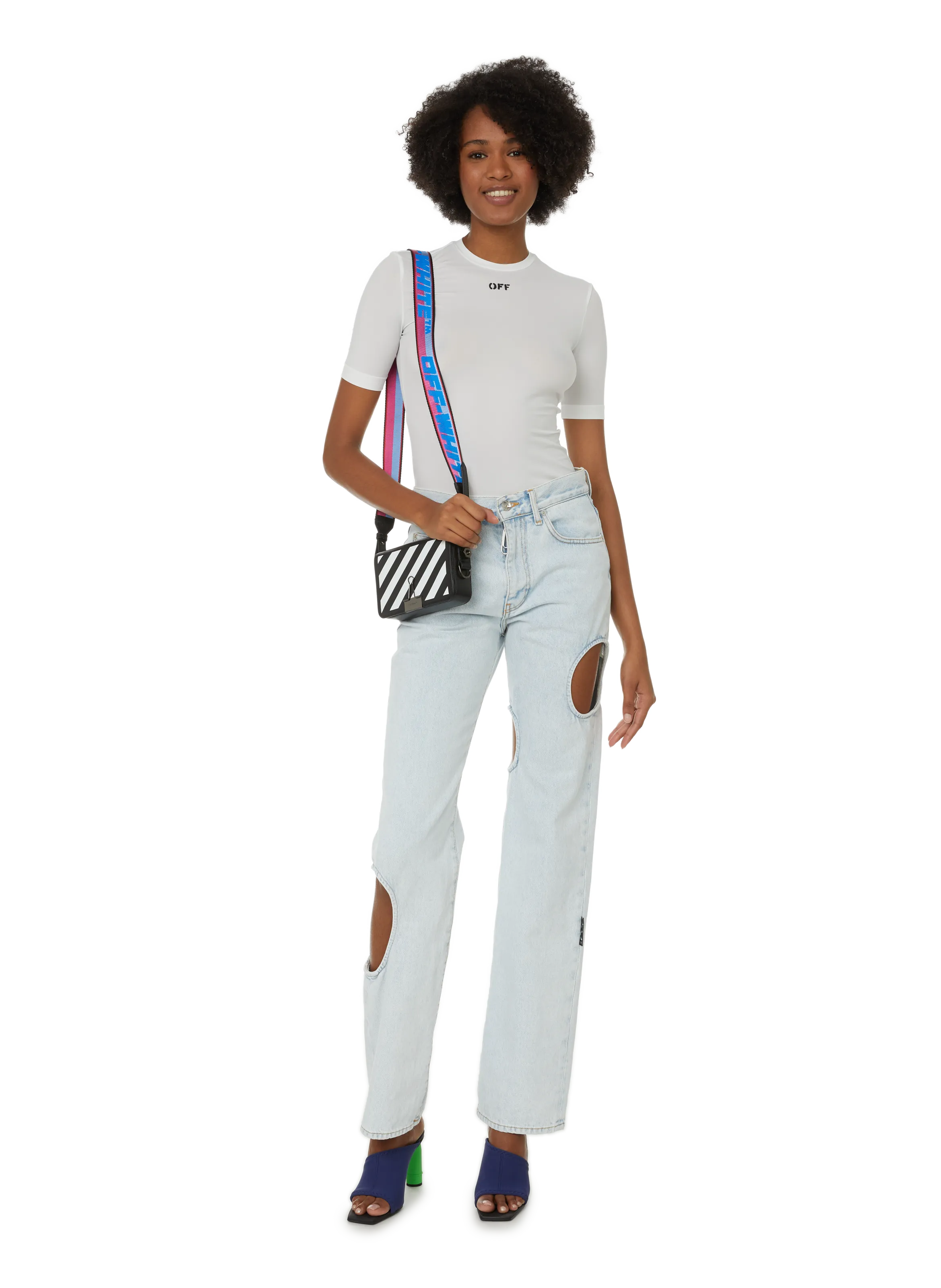 OFF-WHITE  Jean ajouré - Bleu