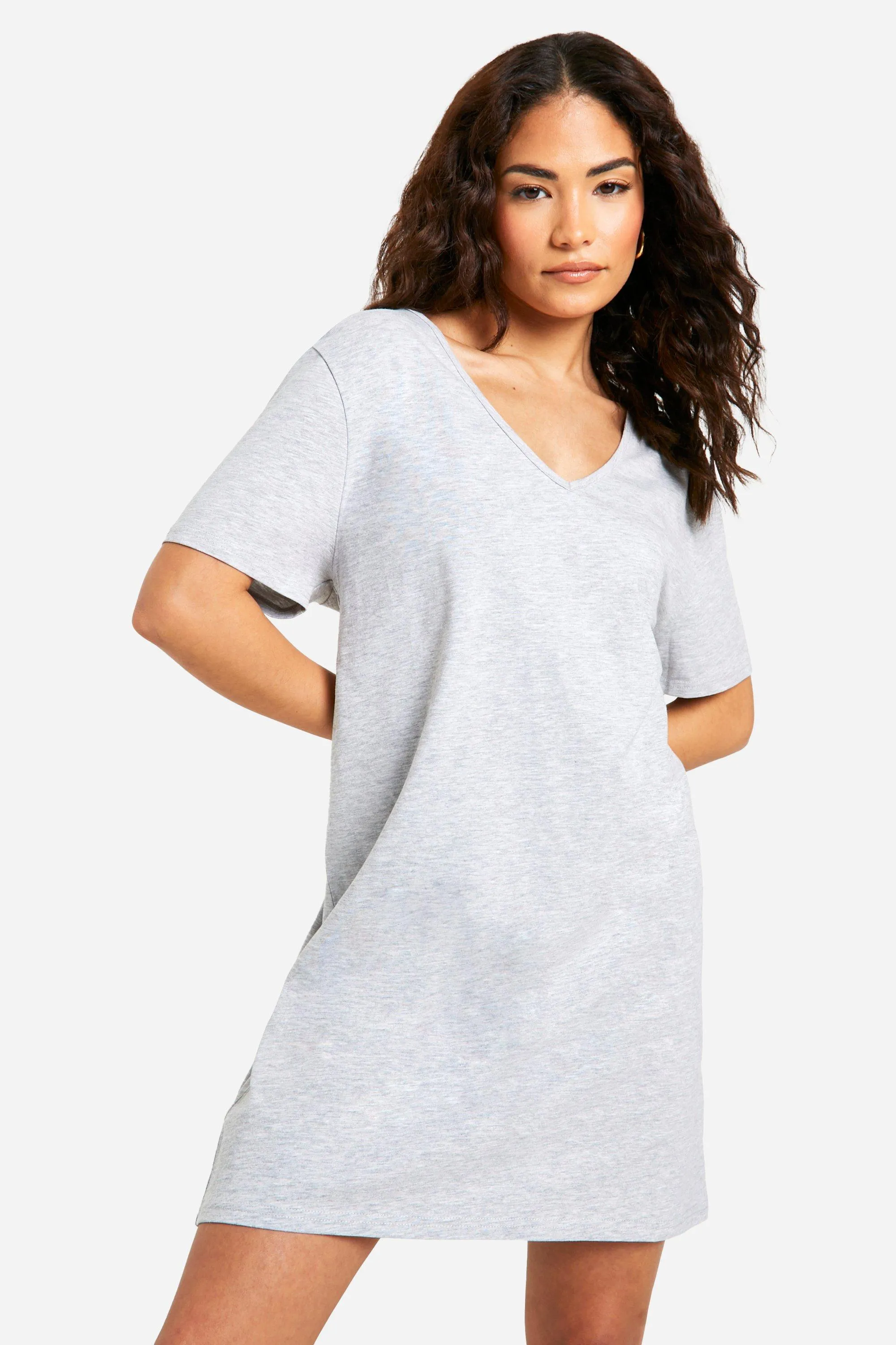 Petite - Robe t-shirt oversize basique à col V