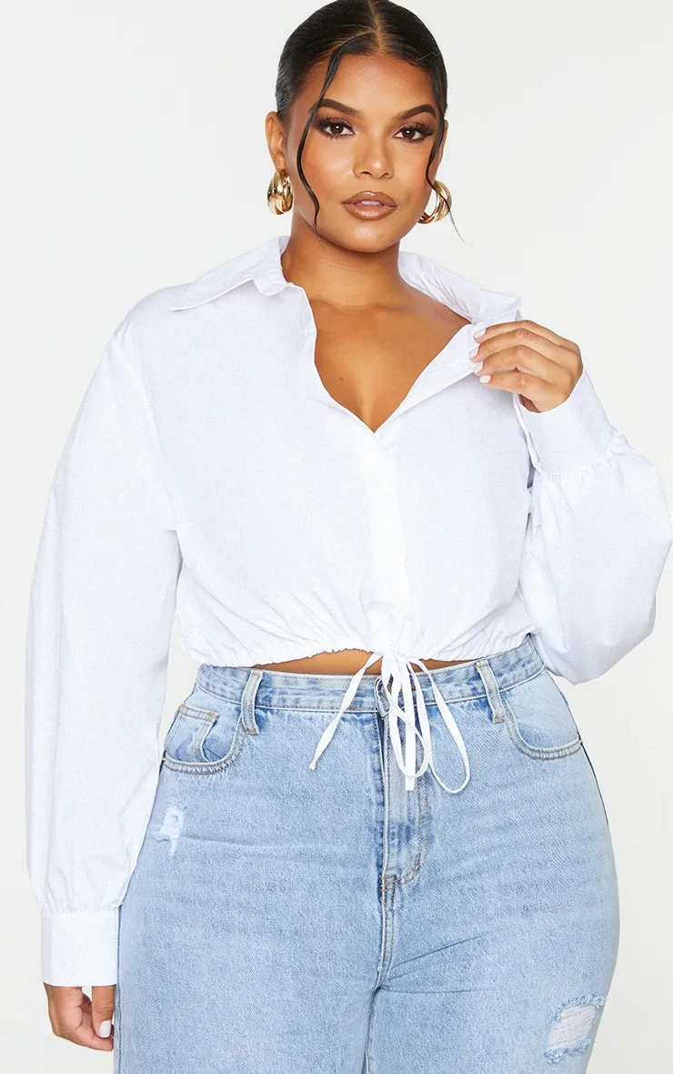 Plus Chemise courte blanche à liens taille