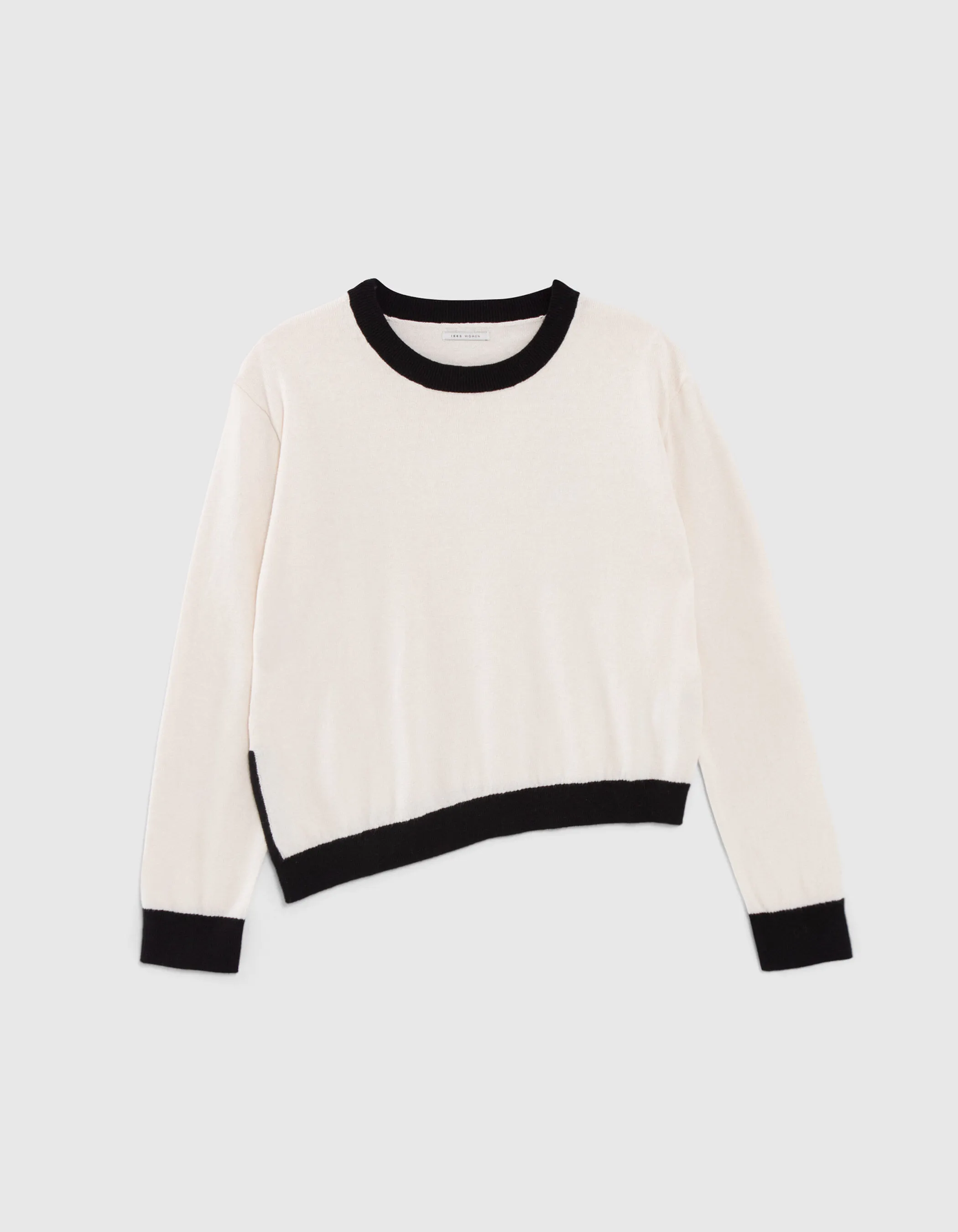 Pull écru tricot bordures noires Femme