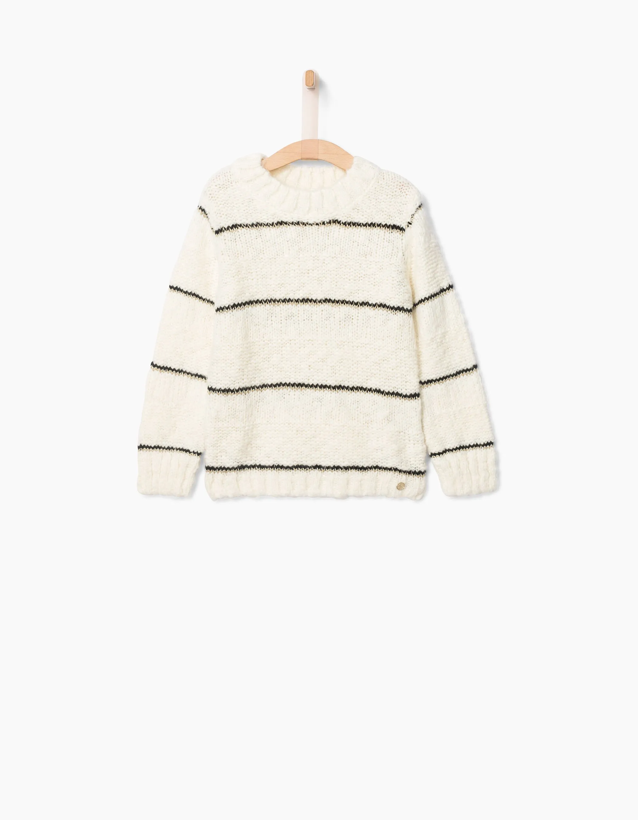 Pull grosses mailles, rayures fille