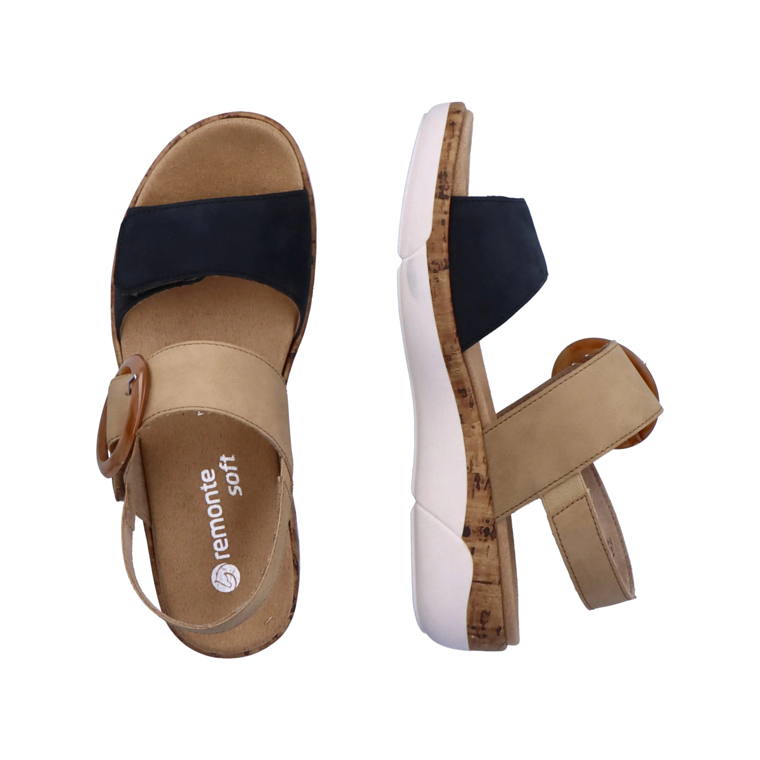 Remonte : Sandales beige et bleu marine