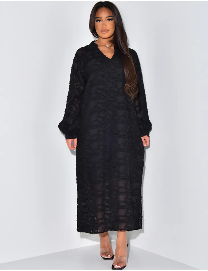 Robe abaya oversize à tissu duveteux / 50265 - JEANS INDUSTRY