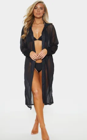 Robe chemise de plage oversize noire