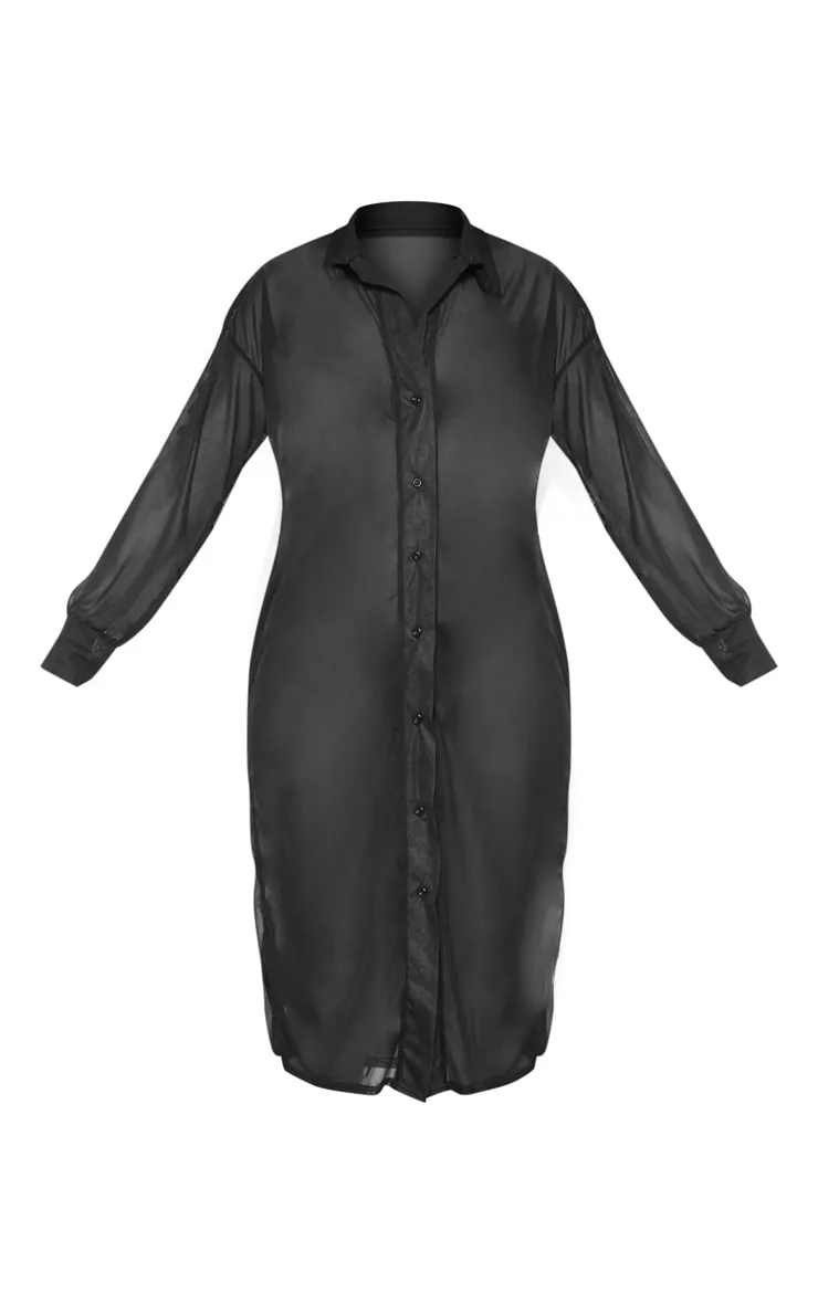 Robe chemise de plage oversize noire