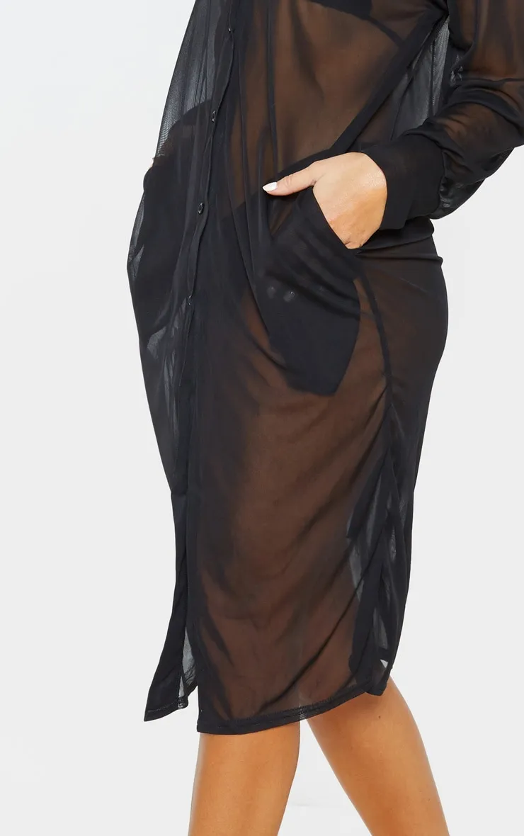 Robe chemise de plage oversize noire