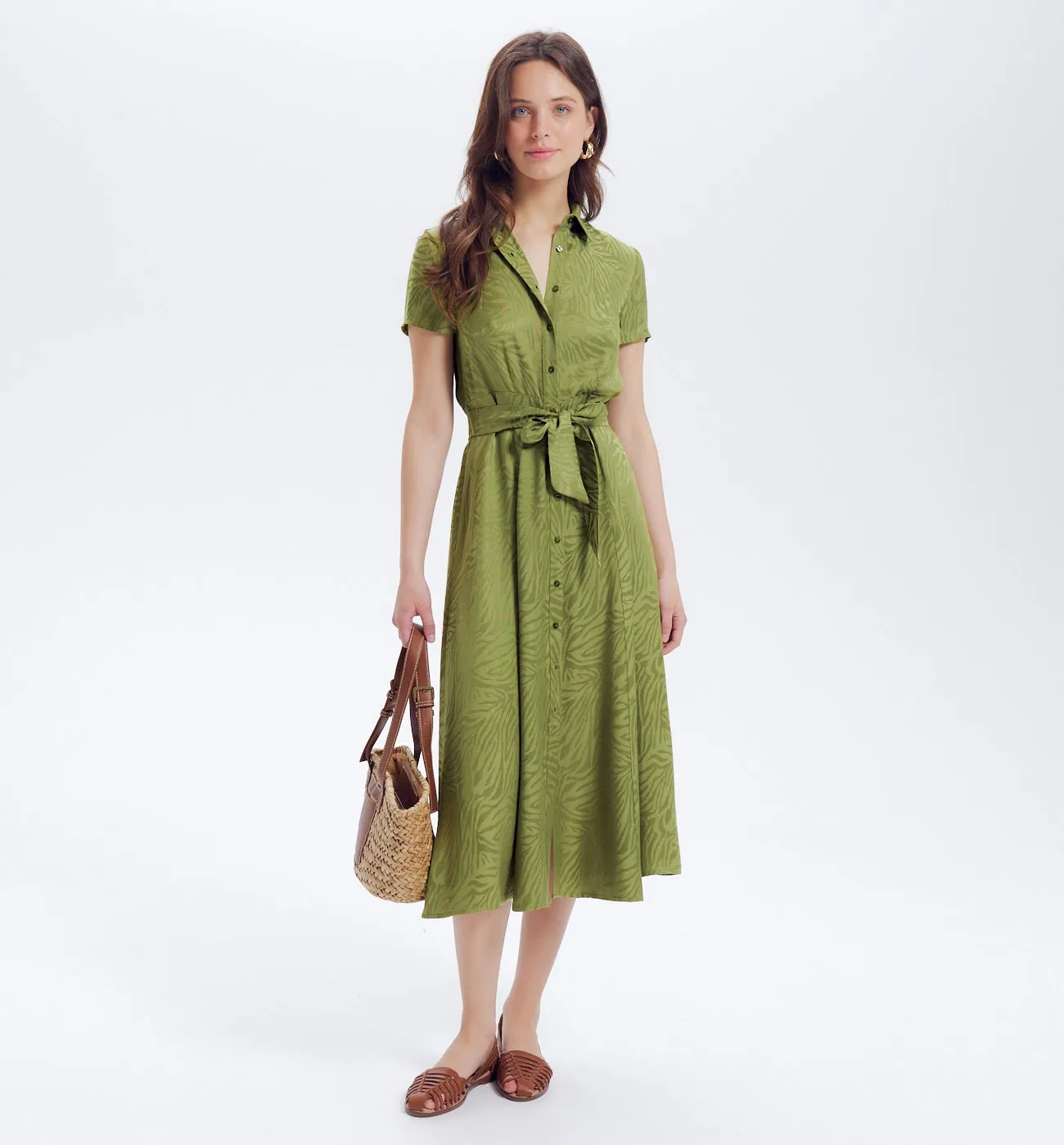 Robe-chemise Femme - Vert olive