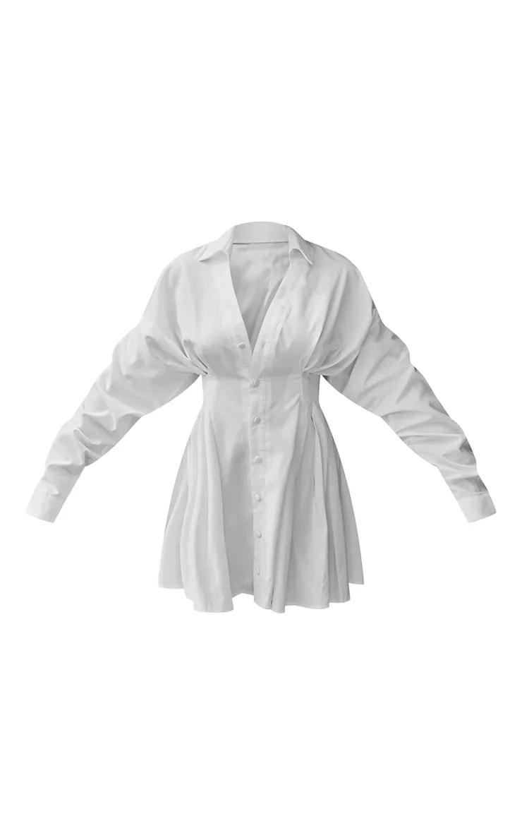 Robe chemise oversize plissée en maille tissée blanche