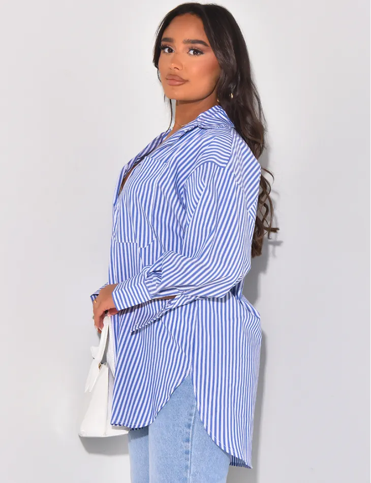 Robe chemise oversize à rayures / 60035 - JEANS INDUSTRY