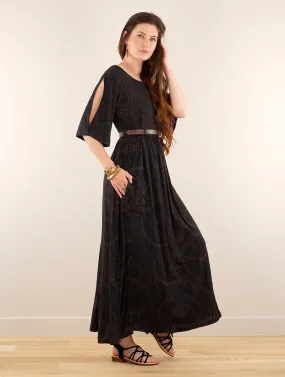 Robe longue oversize imprimée Eorynn Africa, Noir