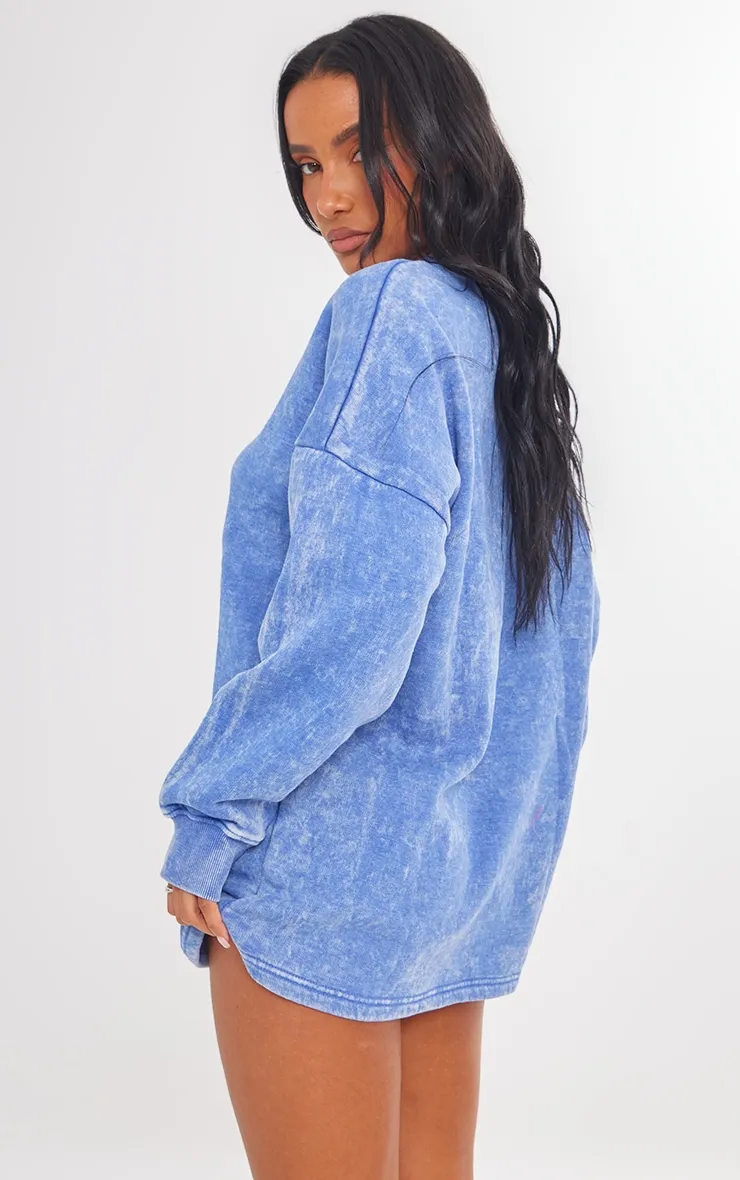 Robe pull oversize en sweat bleu javélisé