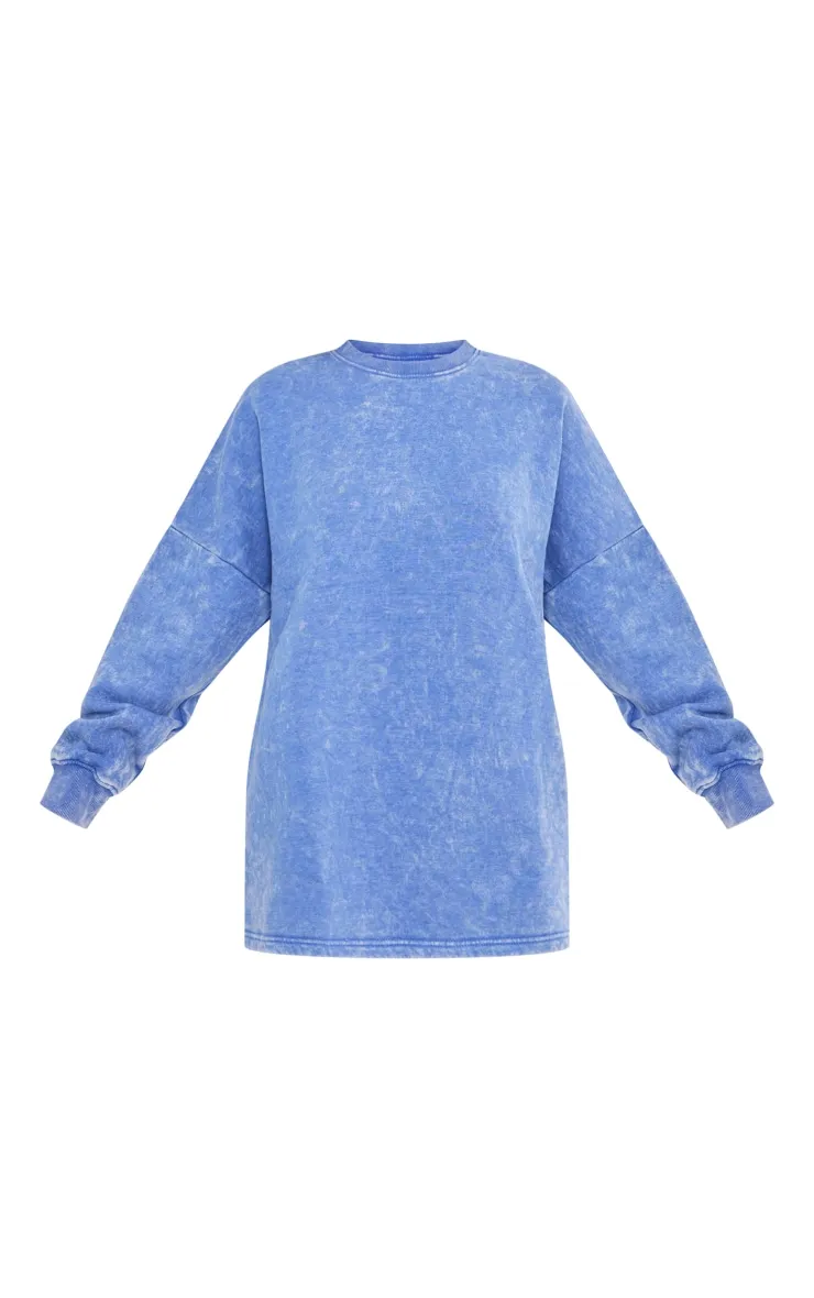 Robe pull oversize en sweat bleu javélisé