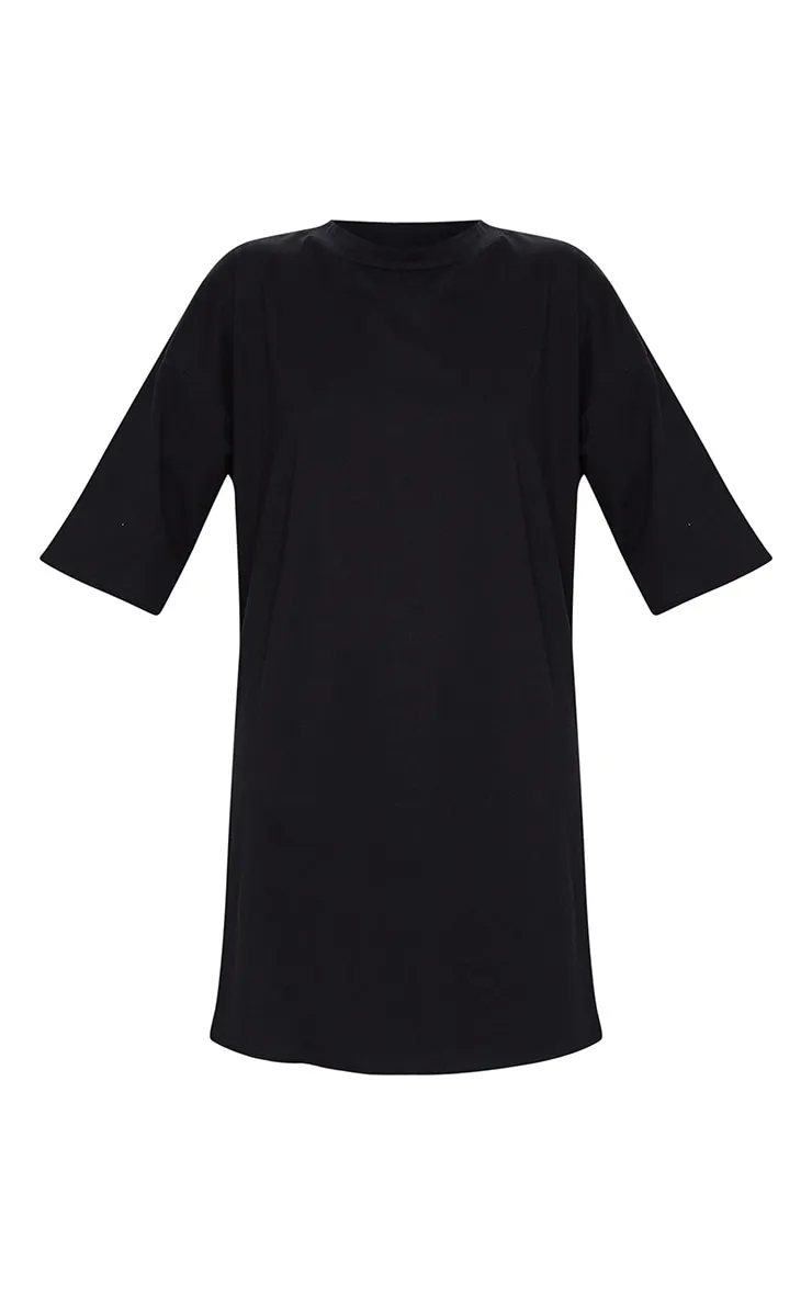 Robe T-shirt noire fendue oversize style boyfriend