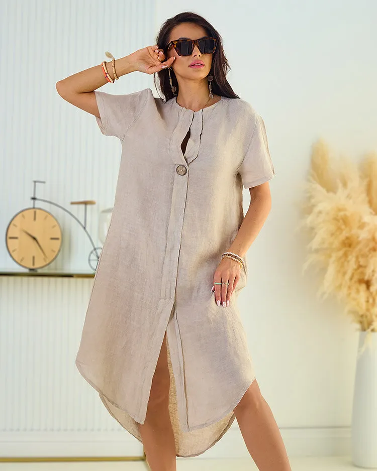 Royalfashion Robe oversize en lin pour femme