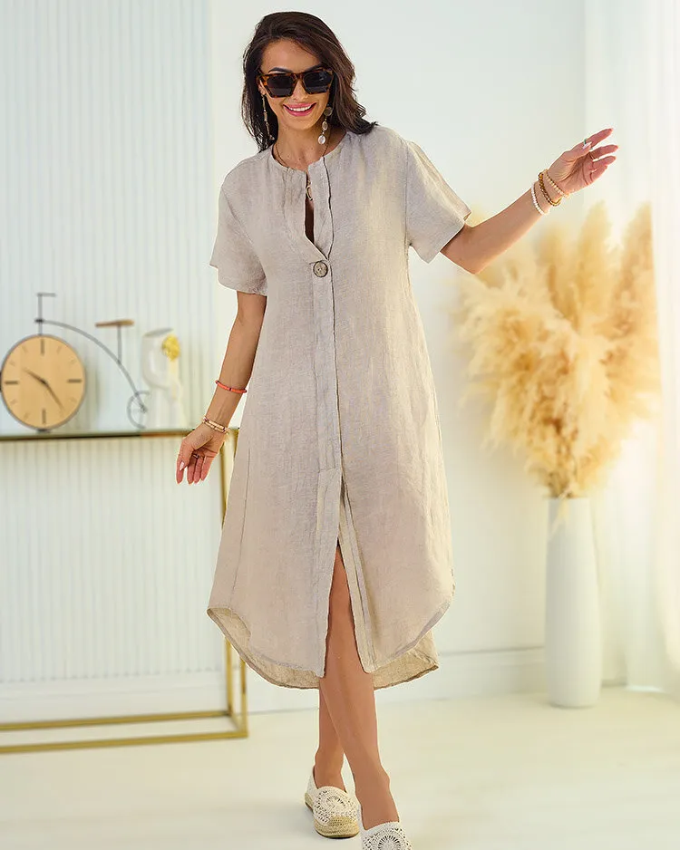 Royalfashion Robe oversize en lin pour femme