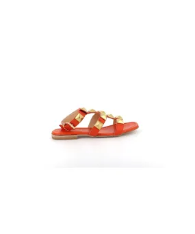 SANDALE NAWEL CUIR ORANGE CLOUTE