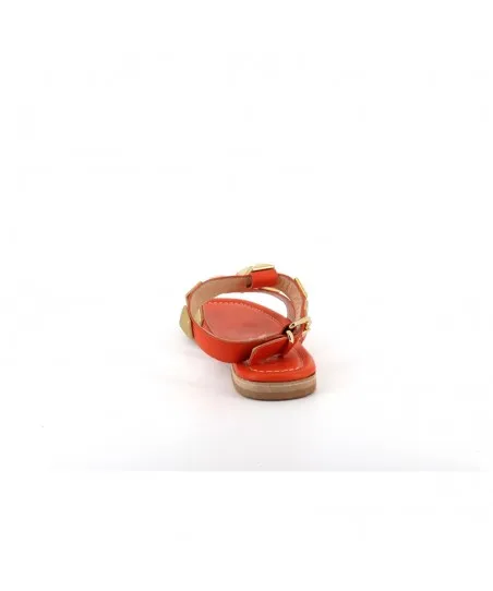 SANDALE NAWEL CUIR ORANGE CLOUTE