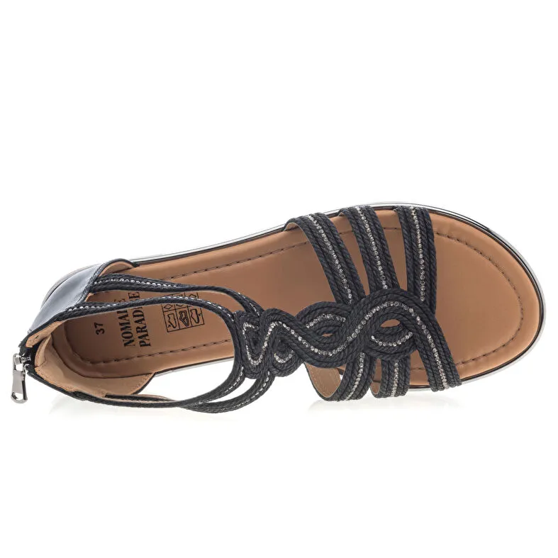 Sandales / nu-pieds Femme Noir Nomade Paradise : Sandales / Nu-pieds . Besson Chaussures