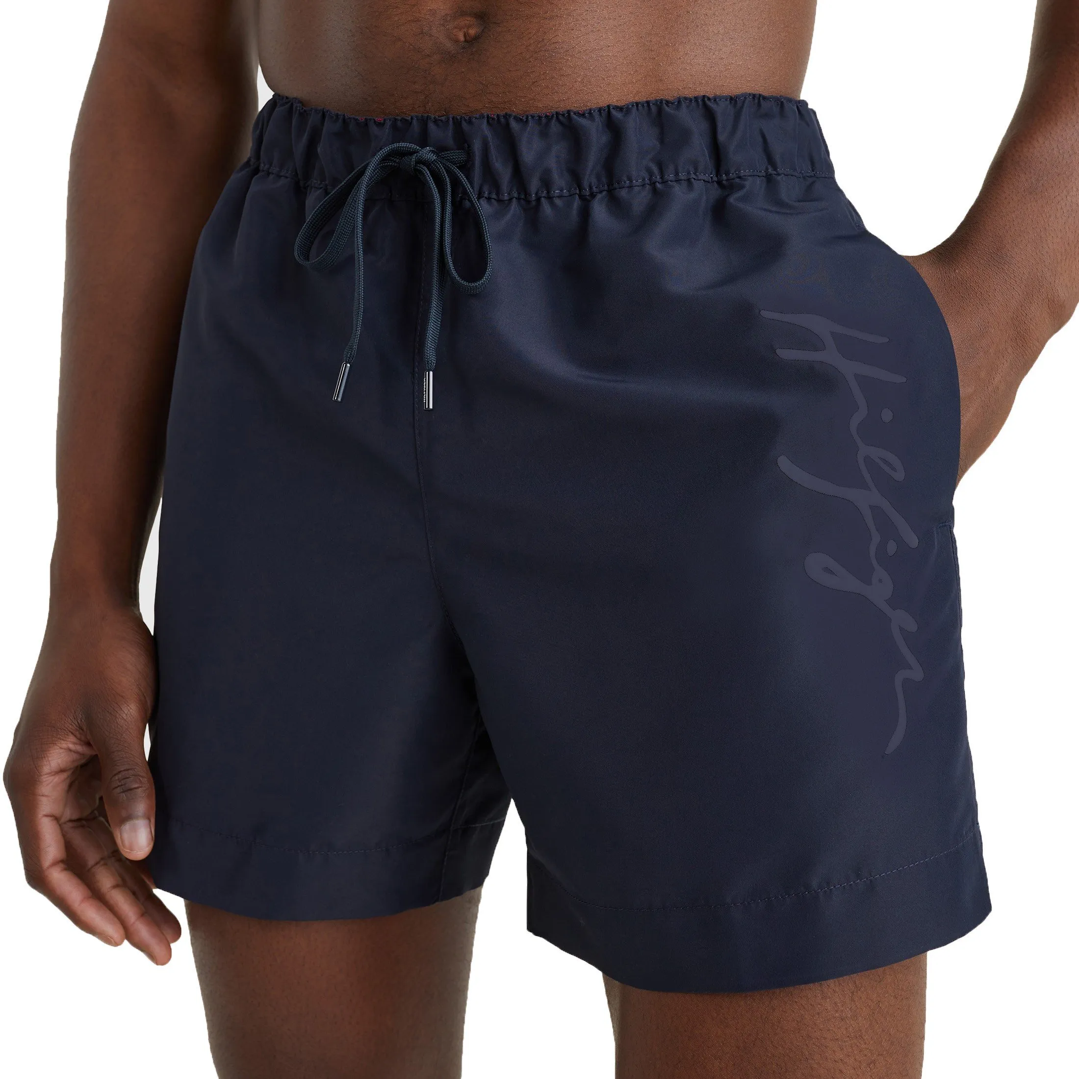 Short de bain mi-long Tommy à logo signature - bleu marine - Tommy ...