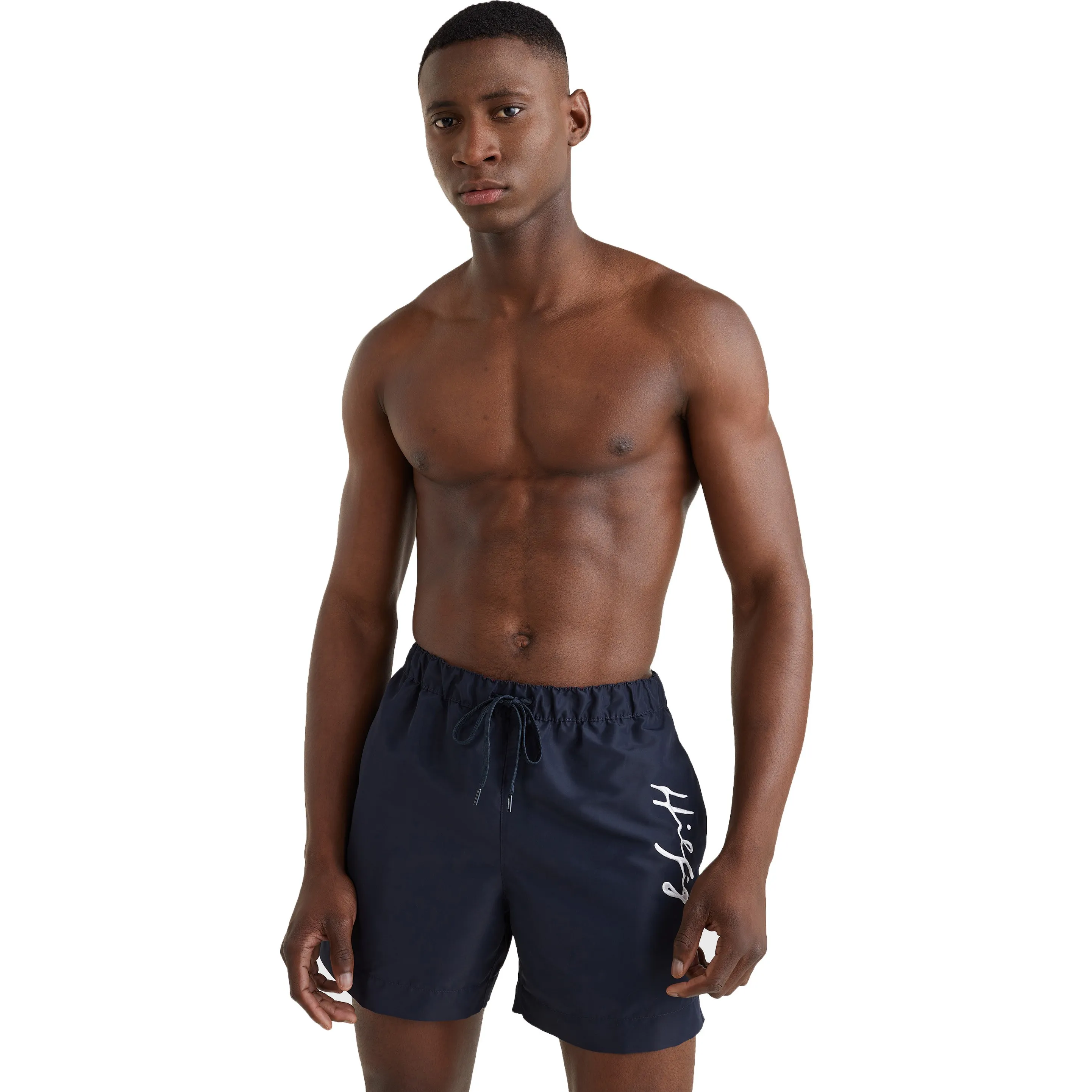 Short de bain mi-long Tommy à logo signature - bleu marine - Tommy ...