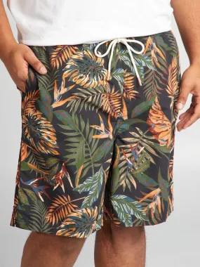 Short de bain motif tropical - Gris