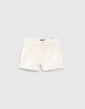 Short en jean blanc cassé usures placées fille