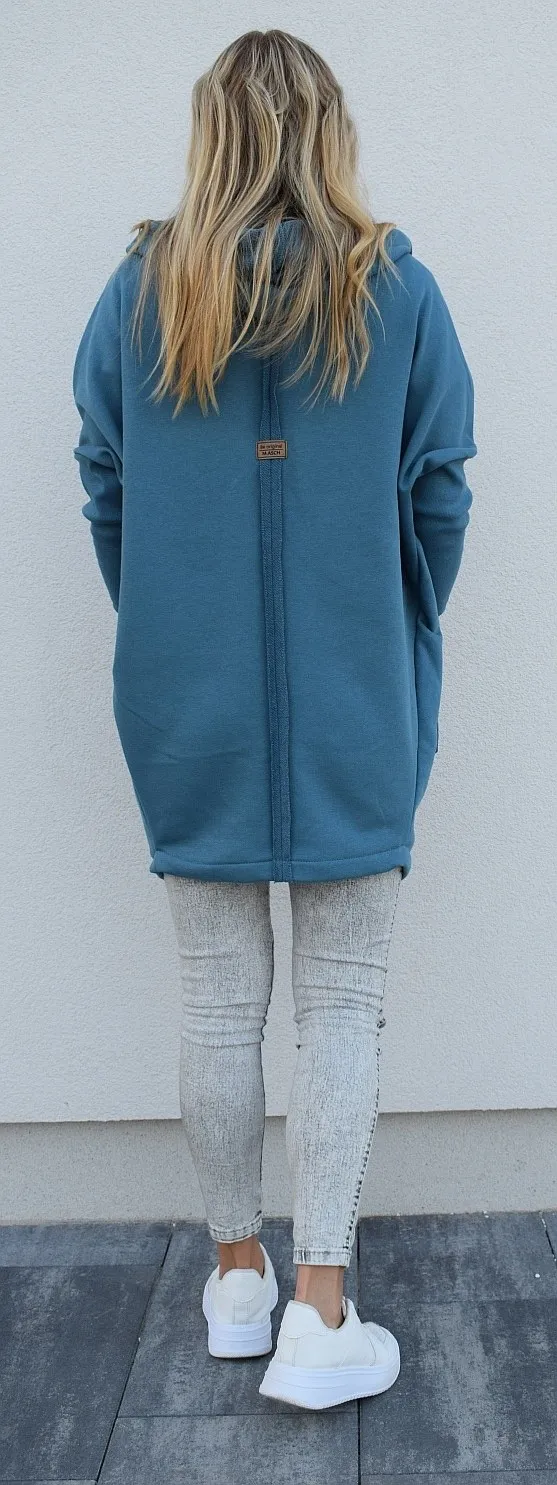 sweat-shirt M.ASCH-Be original Cardigan Oversize - Blue Stone - women´s