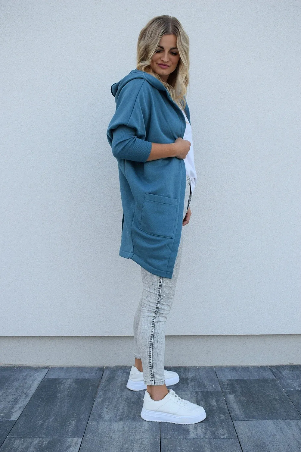 sweat-shirt M.ASCH-Be original Cardigan Oversize - Blue Stone - women´s