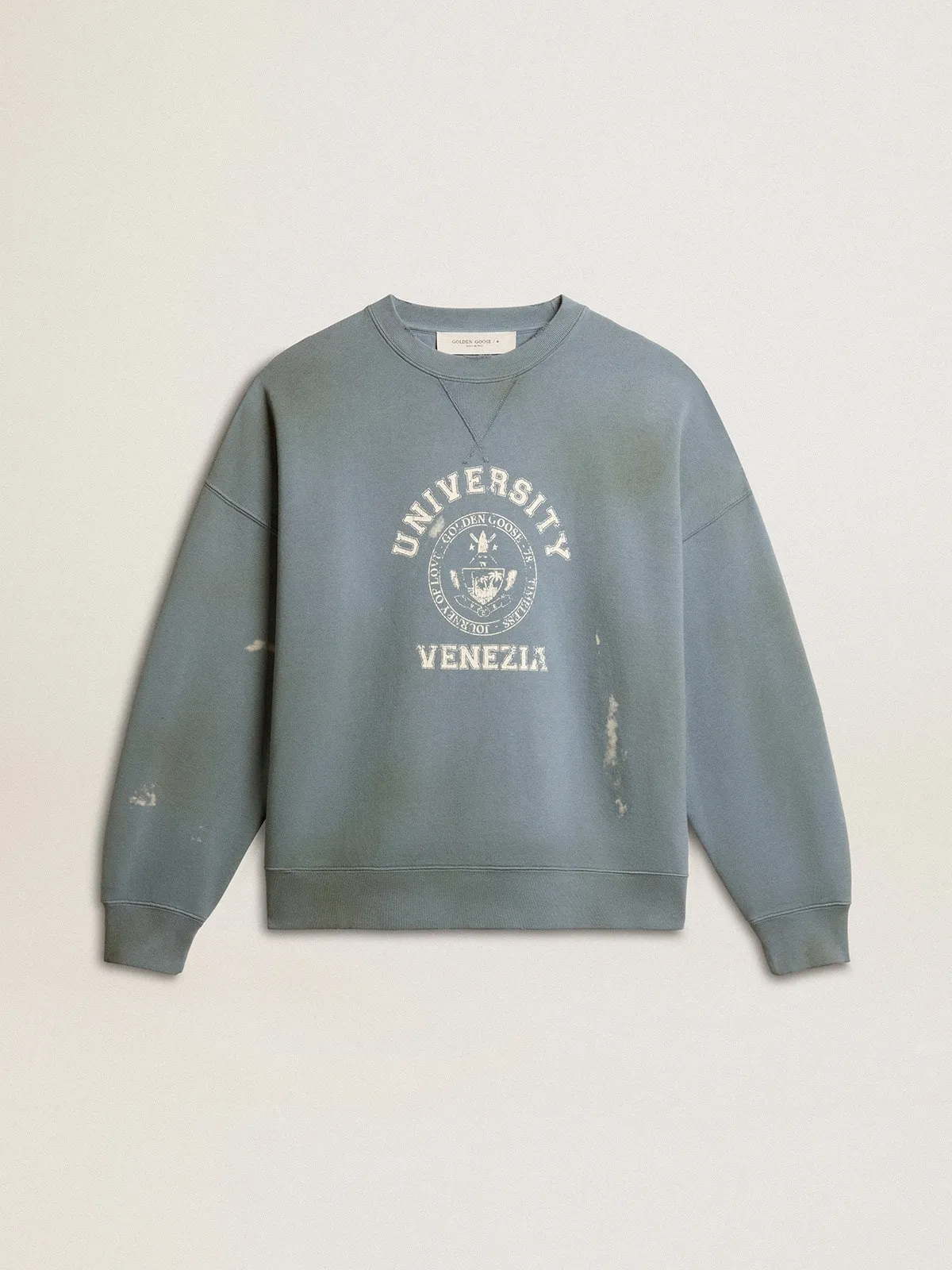 Sweat-shirt oversize bleu pastel au traitement effet usé | Golden Goose