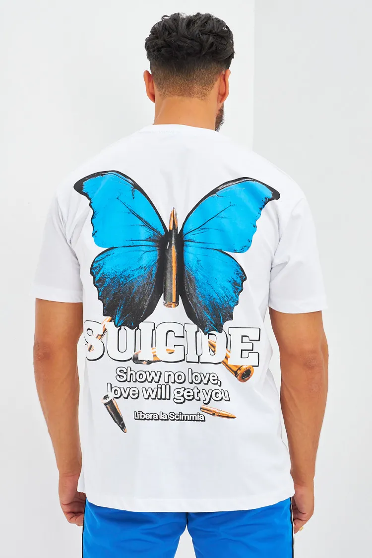 T-shirt oversize floqué Suicide blanc