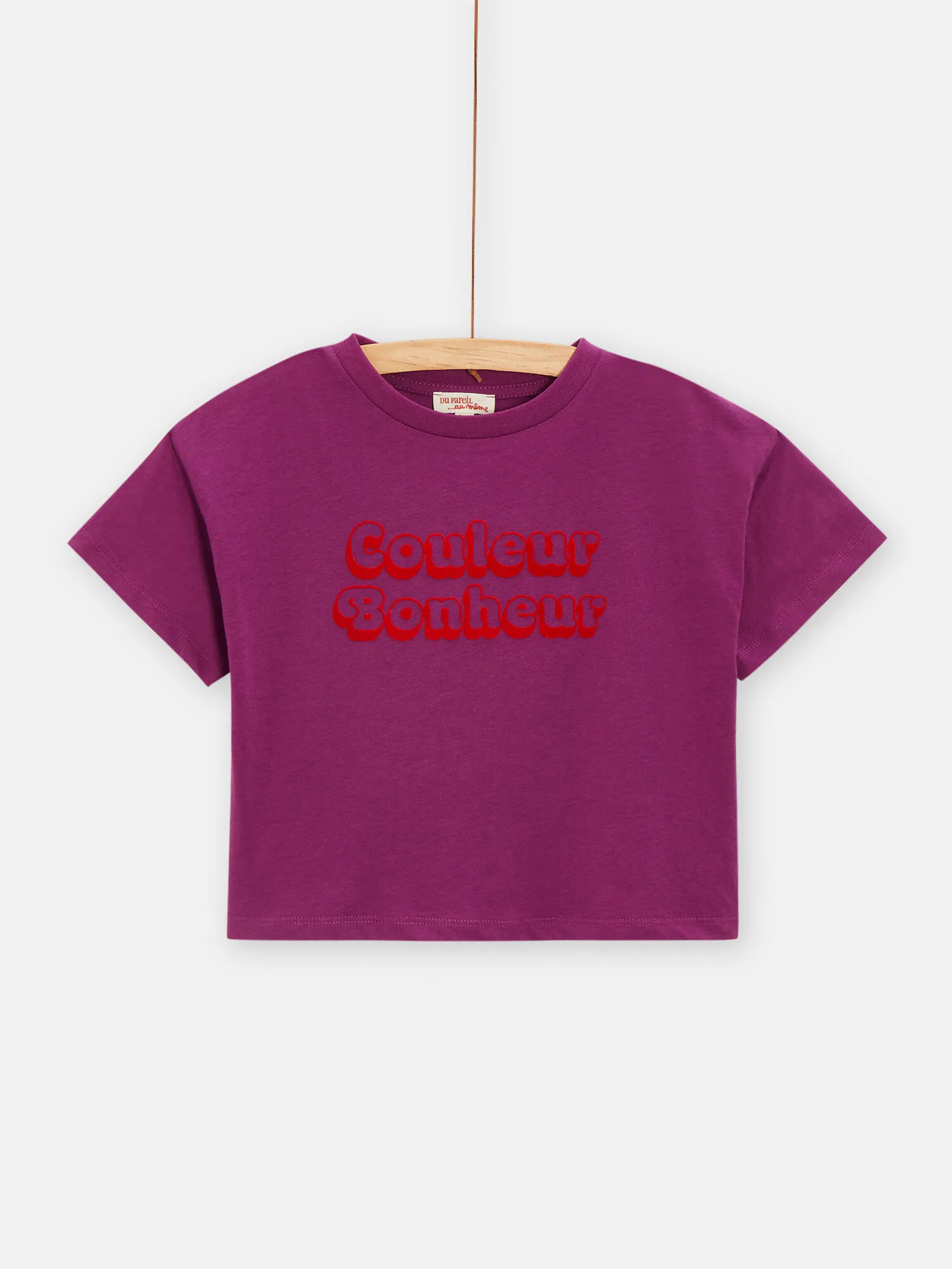 T-shirt oversize violet avec message pour fille