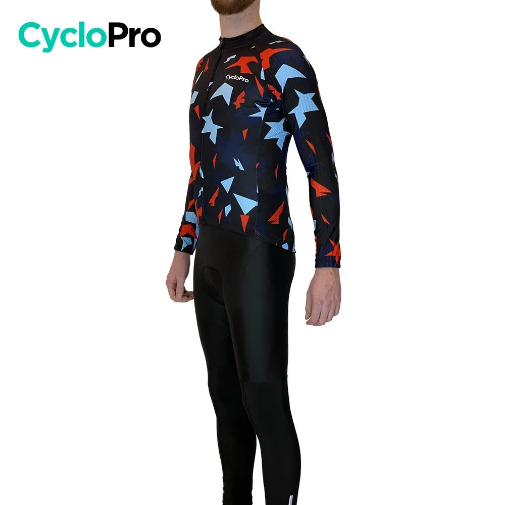 Tenue cycliste automne Rouge et bleue - Origami+