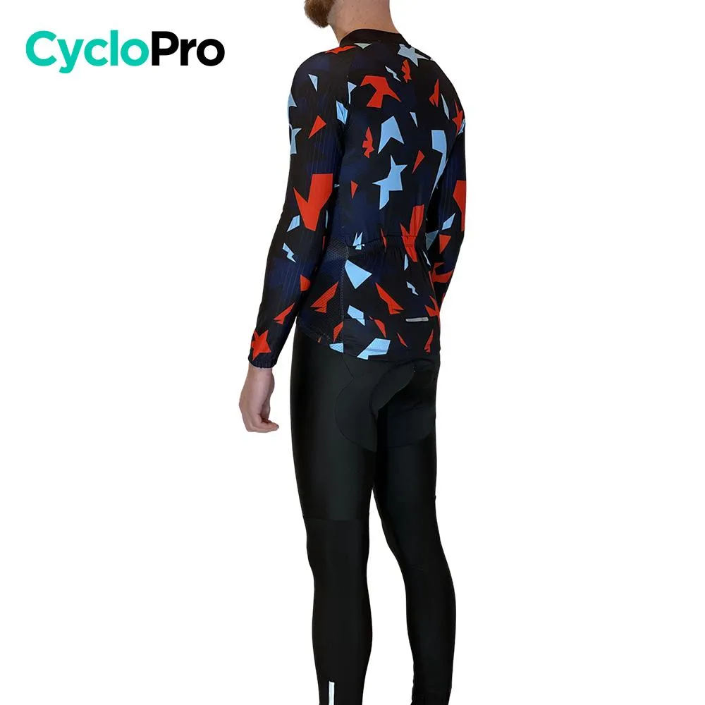 Tenue cycliste automne Rouge et bleue - Origami+