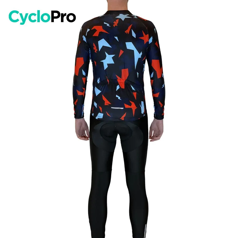 Tenue cycliste automne Rouge et bleue - Origami+