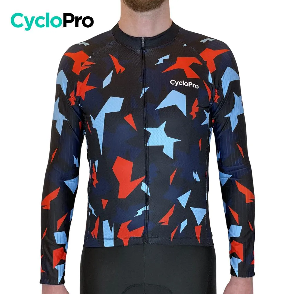 Tenue cycliste automne Rouge et bleue - Origami+