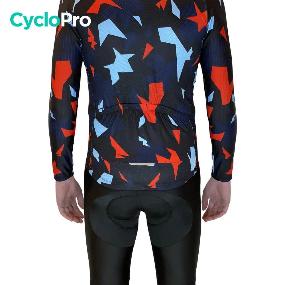 Tenue cycliste automne Rouge et bleue - Origami+