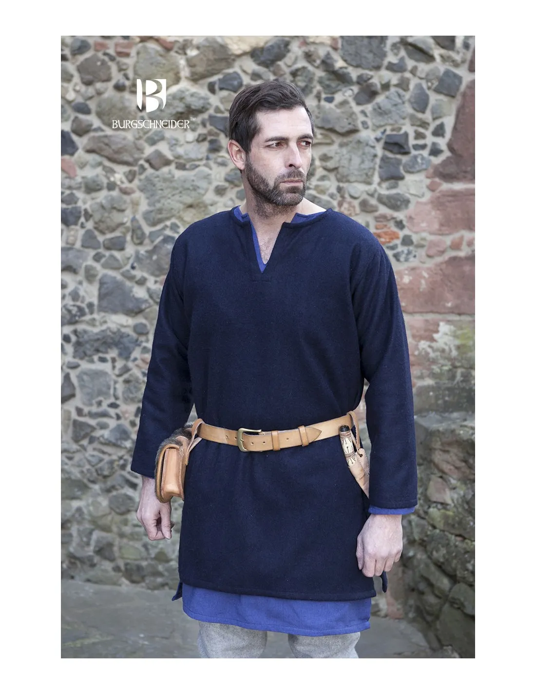 Tunique médiévale Lodin, bleu ⚔️ Boutique Épées