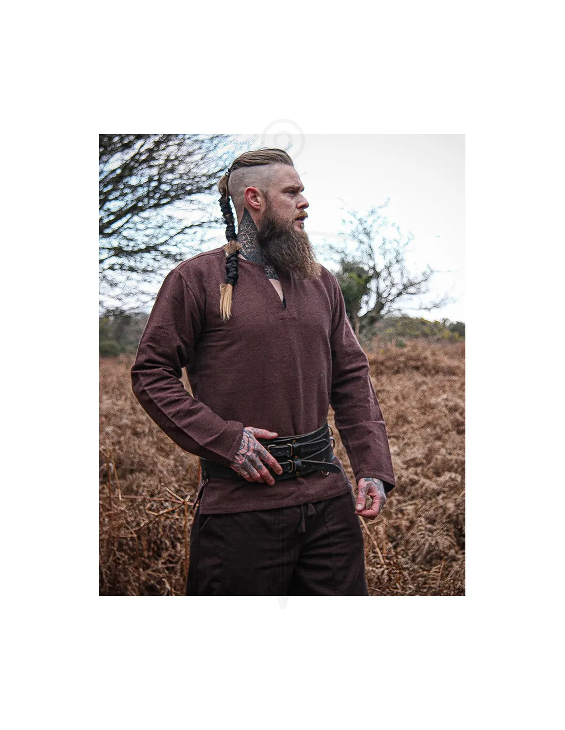 Tunique viking Ivar, marron foncé ⚔️ Boutique Épées