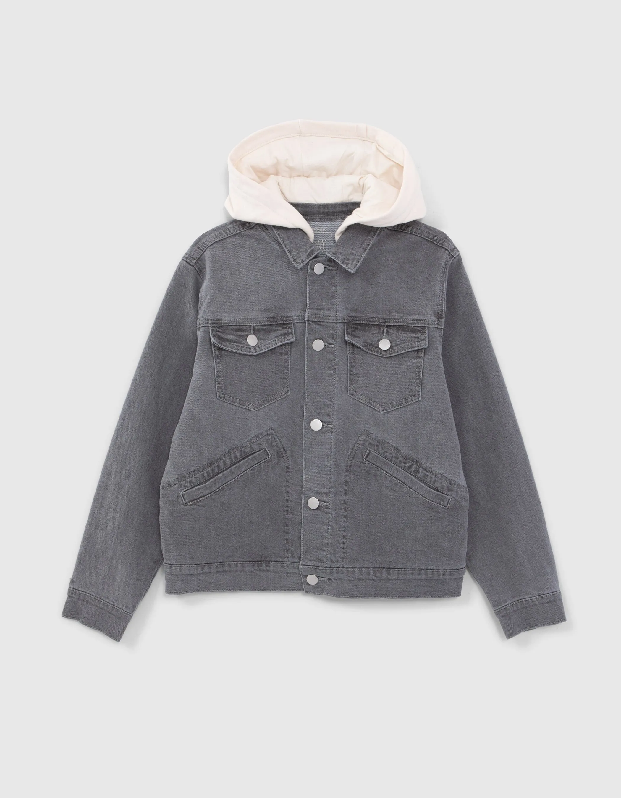 Veste en jean gris waterless capuche amovible garçon