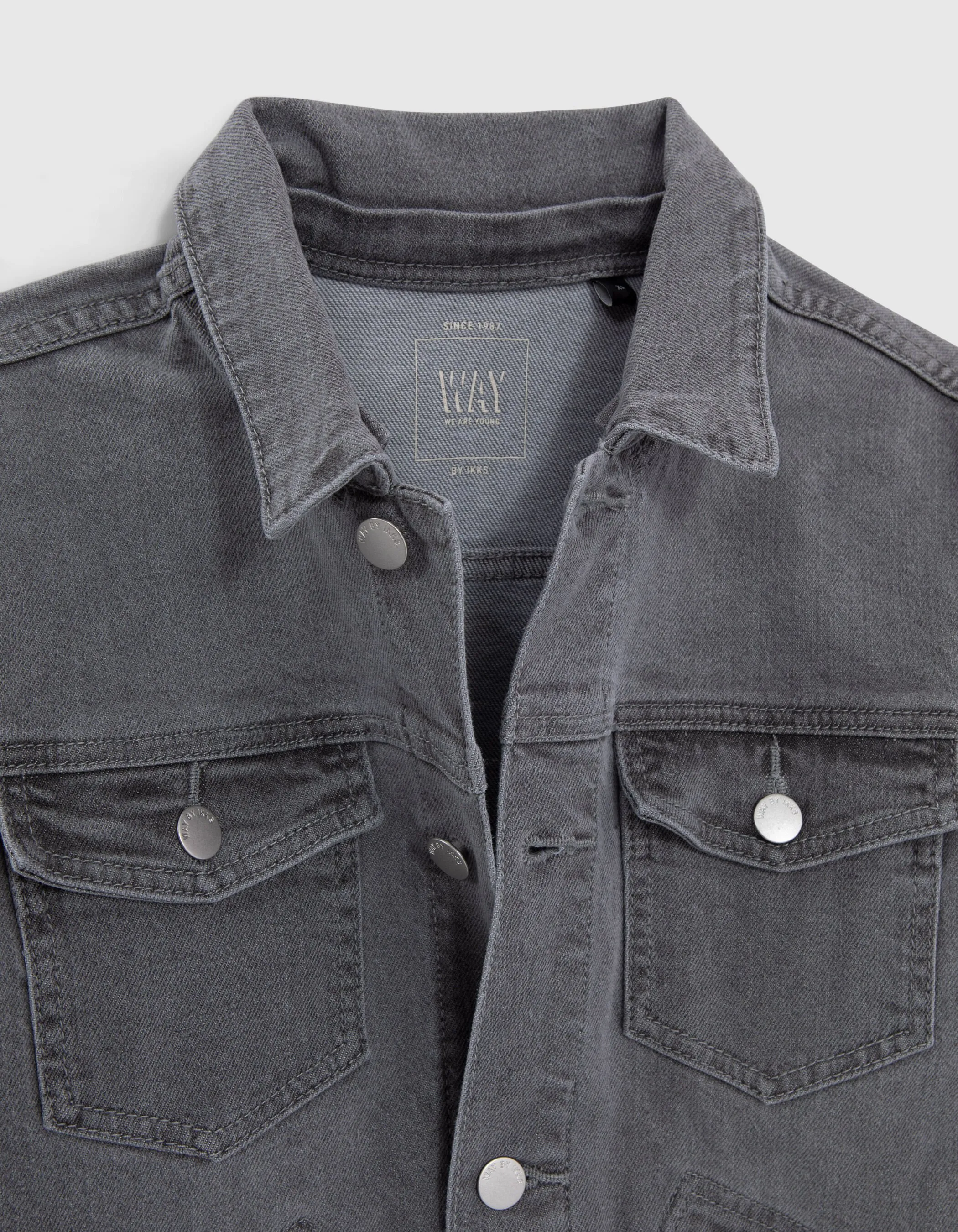 Veste en jean gris waterless capuche amovible garçon