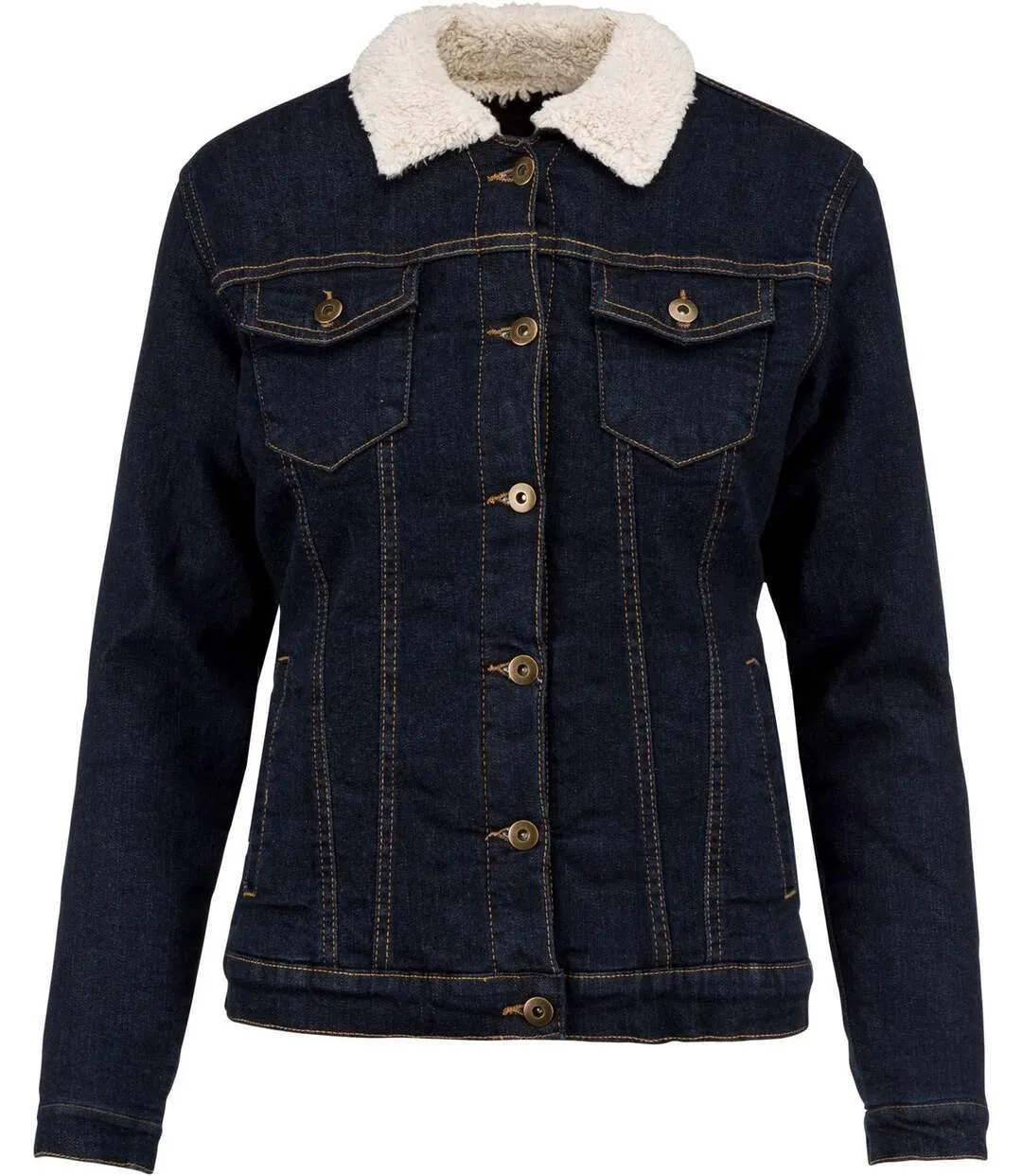 Veste jean doublée sherpa - K6139 - bleu denim - femme