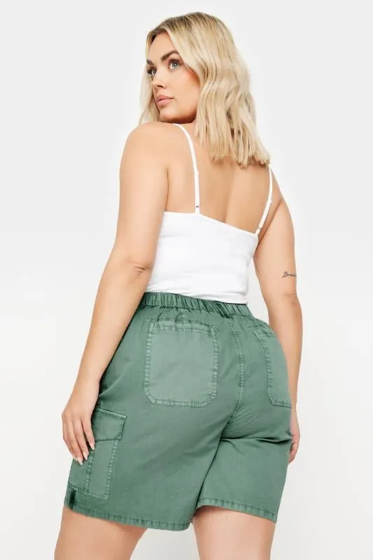 YOURS - Short Vert Kaki en Coton Coupe Cargo